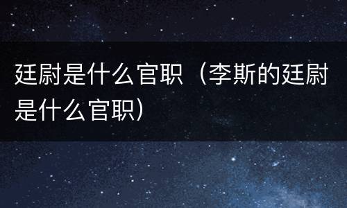 廷尉是什么官职（李斯的廷尉是什么官职）