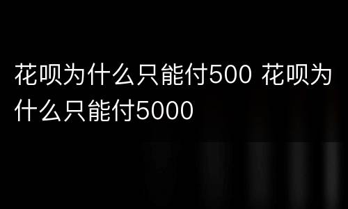 花呗为什么只能付500 花呗为什么只能付5000