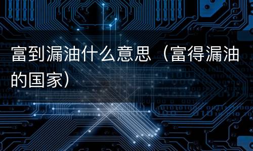 富到漏油什么意思（富得漏油的国家）