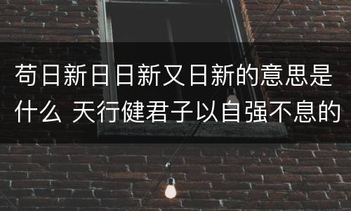 苟日新日日新又日新的意思是什么 天行健君子以自强不息的意思