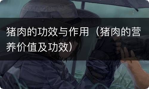 猪肉的功效与作用（猪肉的营养价值及功效）