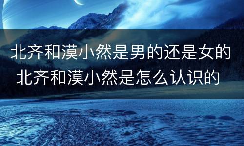 北齐和漠小然是男的还是女的 北齐和漠小然是怎么认识的