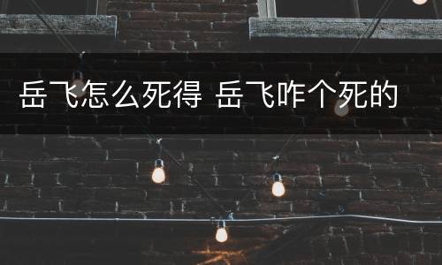 岳飞怎么死得 岳飞咋个死的