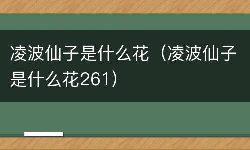 凌波仙子是什么花（凌波仙子是什么花261）