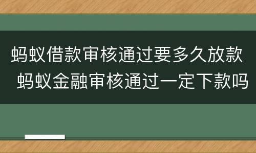 蚂蚁借款审核通过要多久放款 蚂蚁金融审核通过一定下款吗