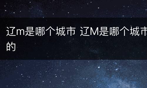 辽m是哪个城市 辽M是哪个城市的