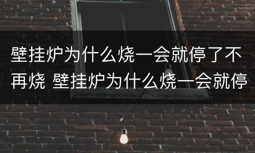 壁挂炉为什么烧一会就停了不再烧 壁挂炉为什么烧一会就停了不再烧热水