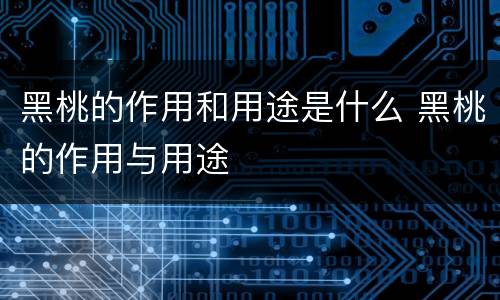 黑桃的作用和用途是什么 黑桃的作用与用途