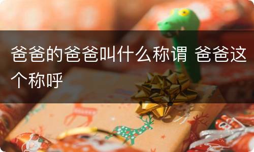 爸爸的爸爸叫什么称谓 爸爸这个称呼