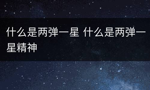 什么是两弹一星 什么是两弹一星精神