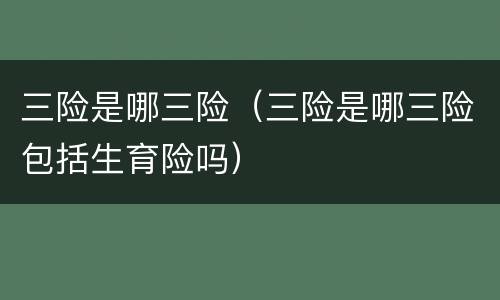三险是哪三险（三险是哪三险包括生育险吗）