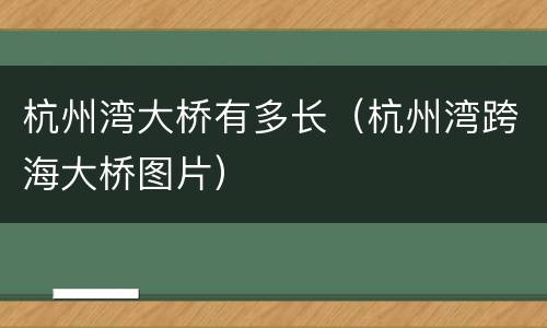 杭州湾大桥有多长（杭州湾跨海大桥图片）