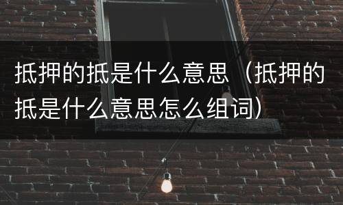抵押的抵是什么意思（抵押的抵是什么意思怎么组词）