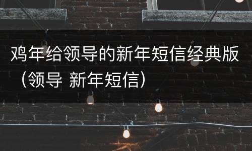 鸡年给领导的新年短信经典版（领导 新年短信）