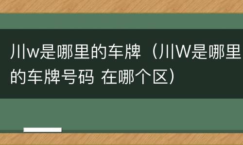 川w是哪里的车牌（川W是哪里的车牌号码 在哪个区）