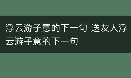 浮云游子意的下一句 送友人浮云游子意的下一句