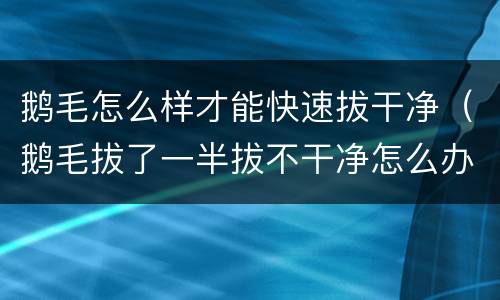鹅毛怎么样才能快速拔干净（鹅毛拔了一半拔不干净怎么办）