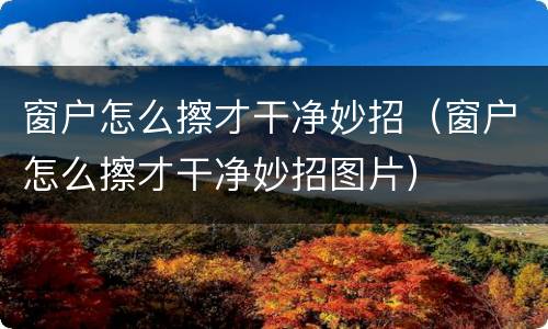 窗户怎么擦才干净妙招（窗户怎么擦才干净妙招图片）