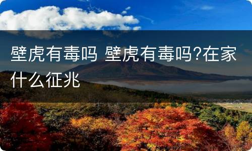 壁虎有毒吗 壁虎有毒吗?在家什么征兆