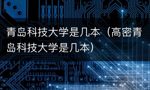青岛科技大学是几本（高密青岛科技大学是几本）