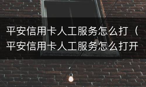 平安信用卡人工服务怎么打（平安信用卡人工服务怎么打开）