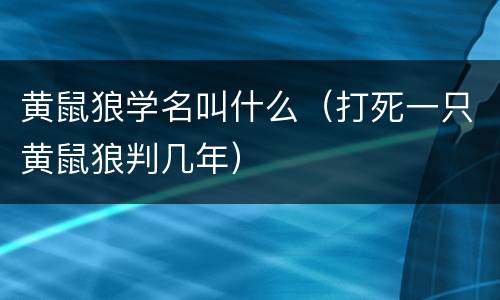 黄鼠狼学名叫什么（打死一只黄鼠狼判几年）