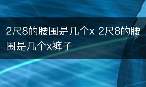 2尺8的腰围是几个x 2尺8的腰围是几个x裤子