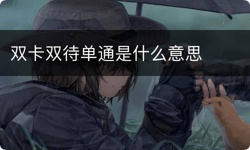 双卡双待单通是什么意思