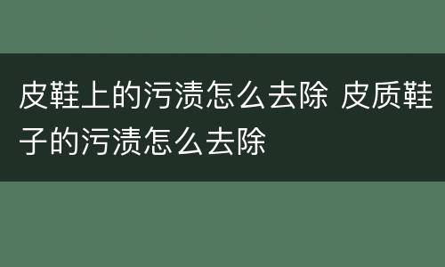 皮鞋上的污渍怎么去除 皮质鞋子的污渍怎么去除