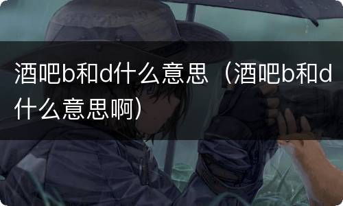 酒吧b和d什么意思（酒吧b和d什么意思啊）