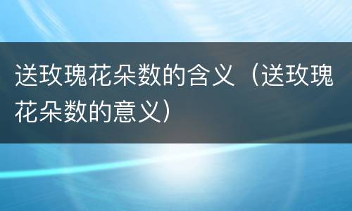送玫瑰花朵数的含义（送玫瑰花朵数的意义）