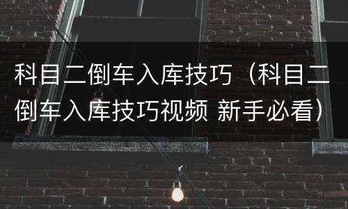 科目二倒车入库技巧（科目二倒车入库技巧视频 新手必看）