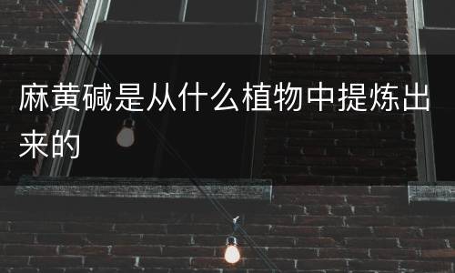 麻黄碱是从什么植物中提炼出来的