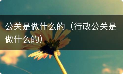 公关是做什么的（行政公关是做什么的）