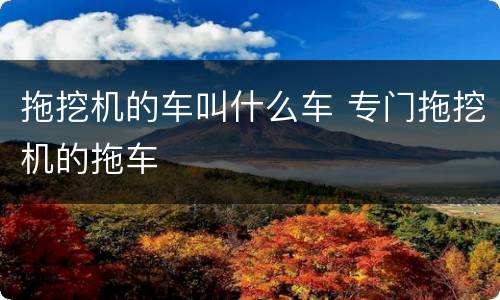 拖挖机的车叫什么车 专门拖挖机的拖车