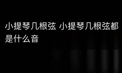 小提琴几根弦 小提琴几根弦都是什么音