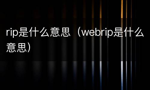 rip是什么意思（webrip是什么意思）