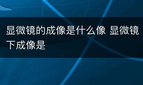 显微镜的成像是什么像 显微镜下成像是