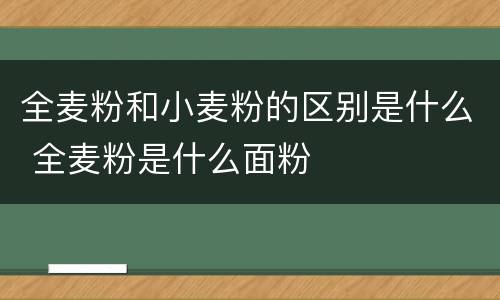 全麦粉和小麦粉的区别是什么 全麦粉是什么面粉