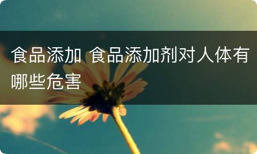 食品添加 食品添加剂对人体有哪些危害