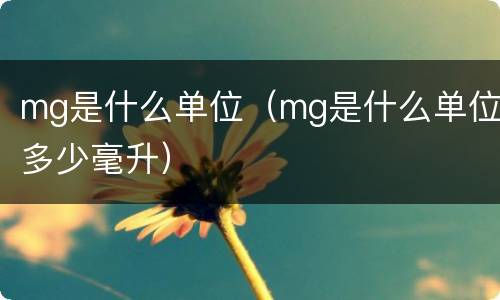 mg是什么单位（mg是什么单位多少毫升）