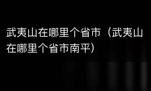武夷山在哪里个省市（武夷山在哪里个省市南平）