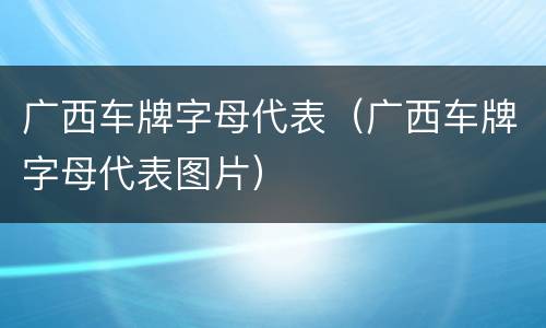 广西车牌字母代表（广西车牌字母代表图片）