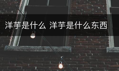 洋芋是什么 洋芋是什么东西