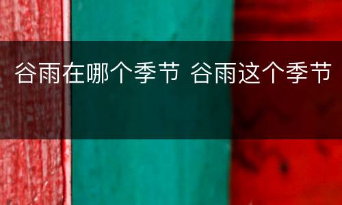 谷雨在哪个季节 谷雨这个季节