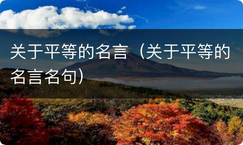 关于平等的名言（关于平等的名言名句）