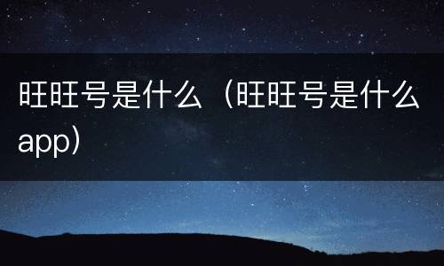 旺旺号是什么（旺旺号是什么app）