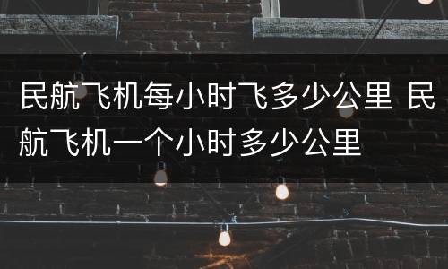 民航飞机每小时飞多少公里 民航飞机一个小时多少公里
