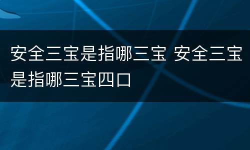 安全三宝是指哪三宝 安全三宝是指哪三宝四口
