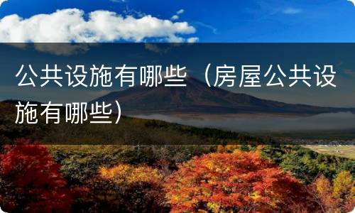 公共设施有哪些（房屋公共设施有哪些）